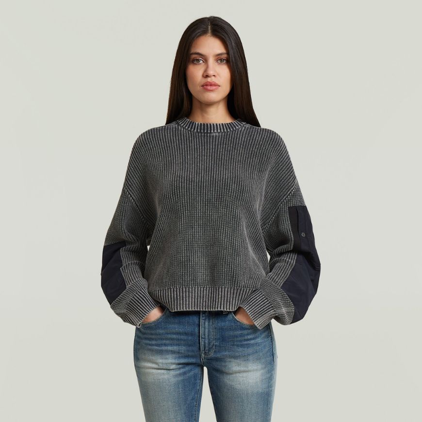 Picture of G-STAR WOMEN'S WASHED MIXED MEDIA CREW DK LEGION BLUE GD