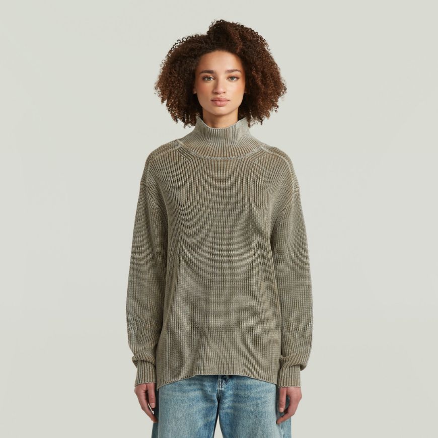 Снимка на G-STAR ДАМСКИ ПУЛОВЕР WASHED TURTLE KNIT DARK KHAKI GD