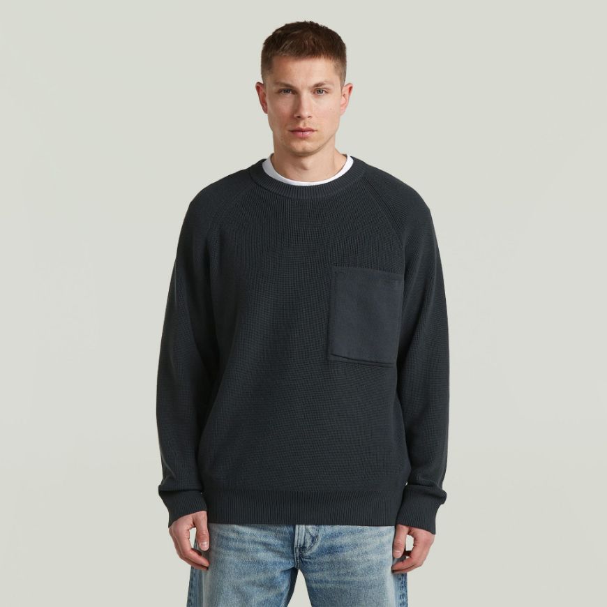 Снимка на G-STAR МЪЖКИ ПУЛОВЕР RAGLAN RIBBED POCKET PULLOVER DK LEGION BLUE