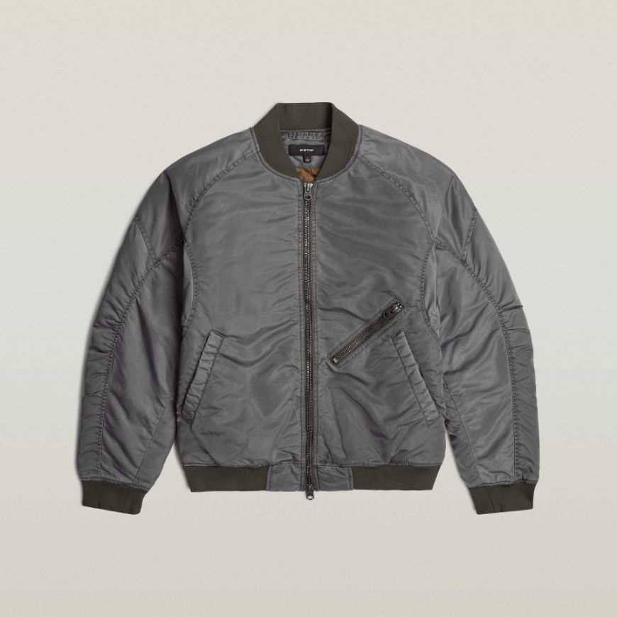 Picture of G-STAR MEN'S GA-1 LIGHTWEIGHT PADDED BOMBER JACKET COATED GREY PEWTER