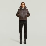Picture of G-STAR WOMEN'S HIGH COLLAR LEATHER JACKET COFFEE BEAN 4