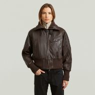 Picture of G-STAR WOMEN'S HIGH COLLAR LEATHER JACKET COFFEE BEAN 1