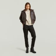 Picture of G-STAR WOMEN'S HIGH COLLAR LEATHER JACKET COFFEE BEAN 5