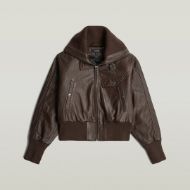 Picture of G-STAR WOMEN'S HIGH COLLAR LEATHER JACKET COFFEE BEAN 6