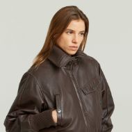 Picture of G-STAR WOMEN'S HIGH COLLAR LEATHER JACKET COFFEE BEAN 3