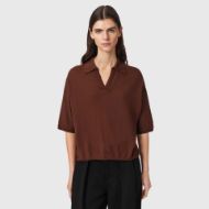Picture of ALLSAINTS WOMEN'S BERN POLO HOT CHOC BROWN 1