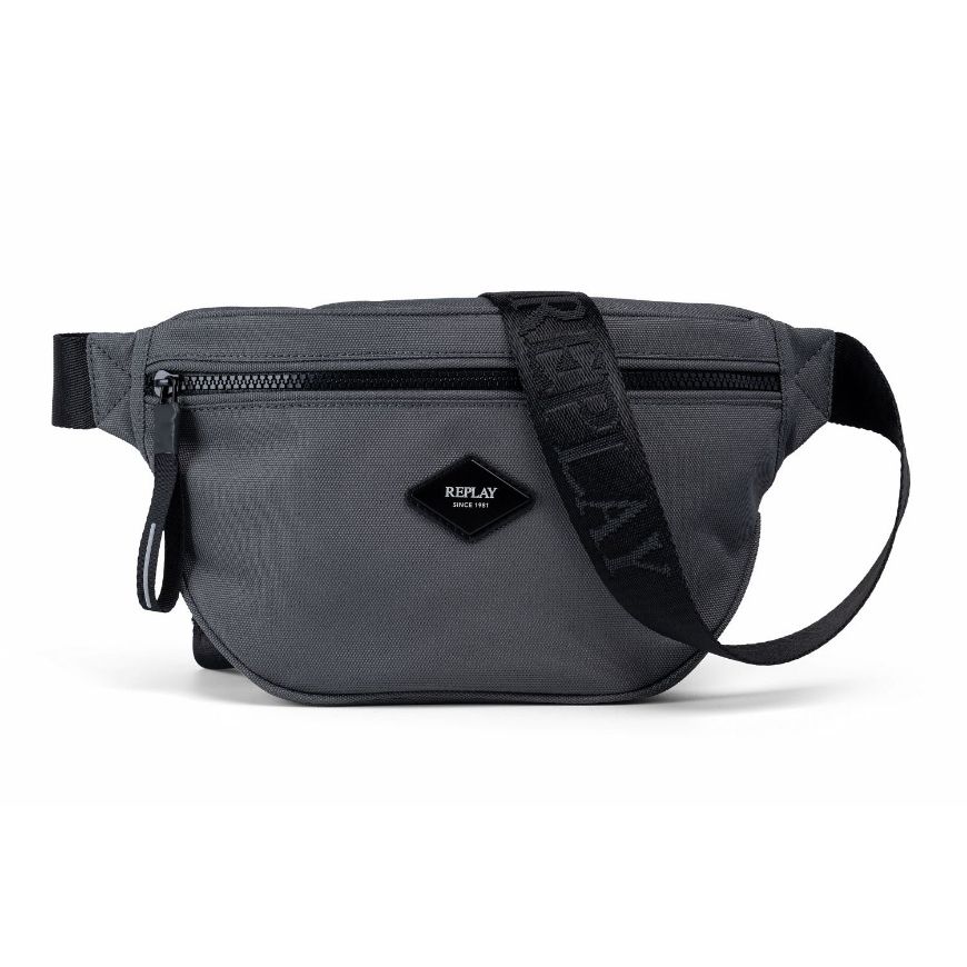 Picture of REPLAY МЪЖКА ЧАНТА BELT BAG WITH DIAMOND LOGO AND ZIP DARK GREY