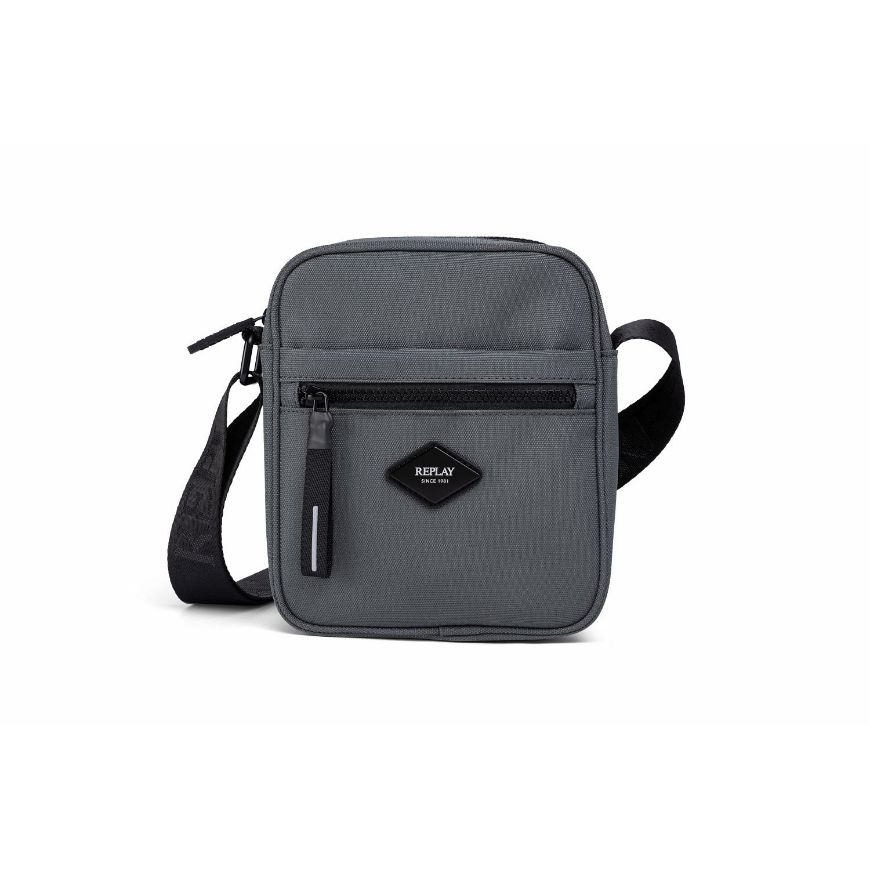 Picture of REPLAY МЪЖКА ЧАНТА CROSSBODY BAG WITH DIAMOND LOGO AND ZIP DARK GREY