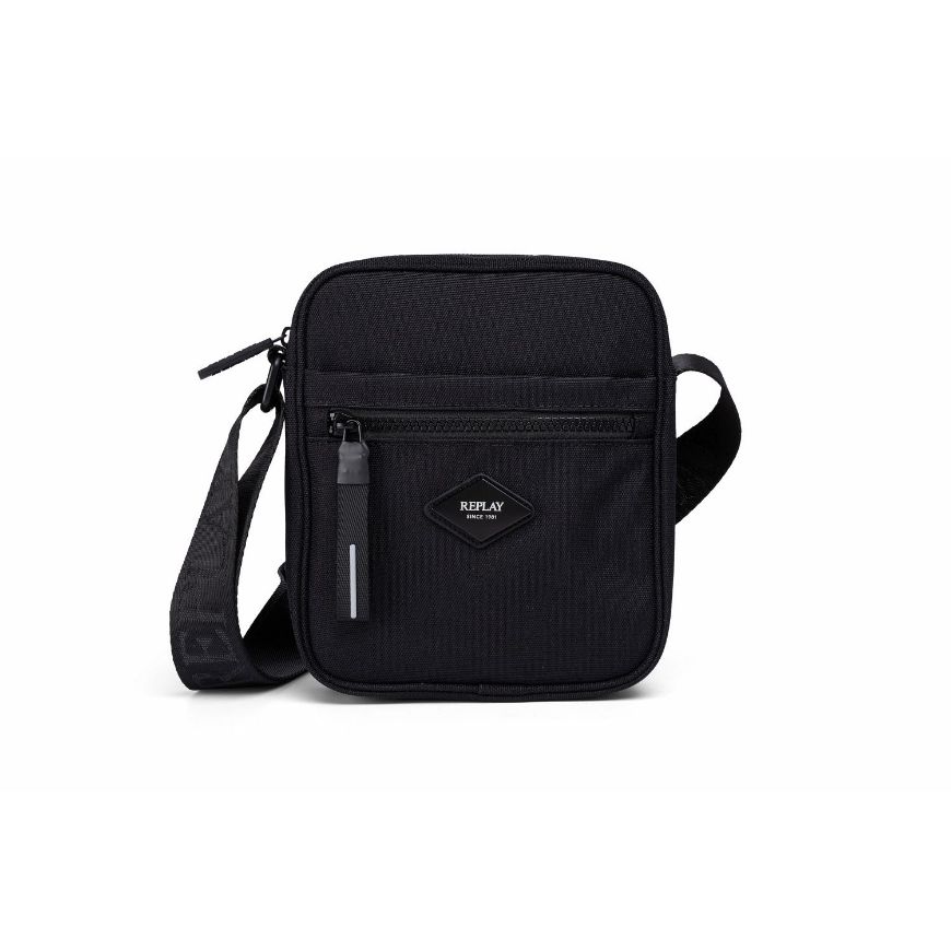 Picture of REPLAY МЪЖКА ЧАНТА CROSSBODY BAG WITH DIAMOND LOGO AND ZIP BLACK