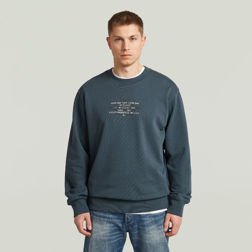 Picture of G-STAR MEN'S MULTI TEXT SWEATER VINTAGE NAVY