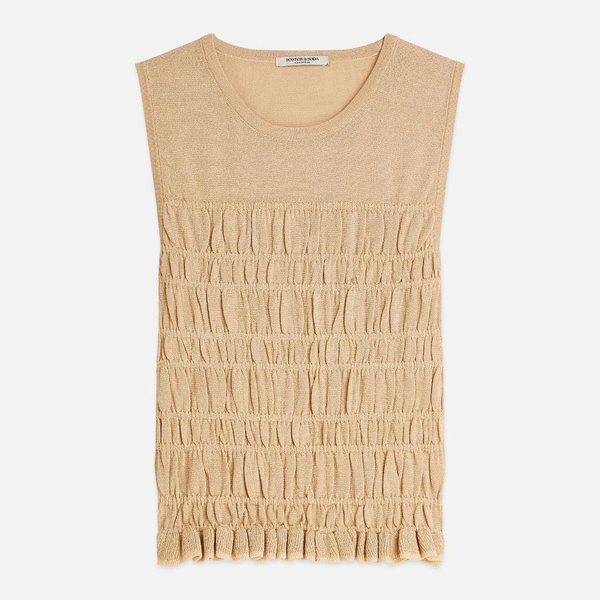 Снимка на SCOTCH&SODA ДАМСКА БЛУЗА SMOCK STITCH KNITTED TANK - SHIFTING SAND