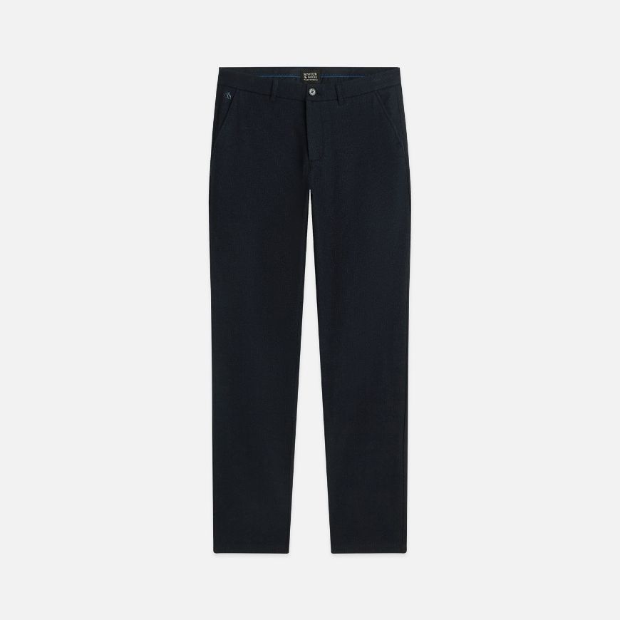 Picture of SCOTCH&SODA MEN'S STUART MINI YARN-DYED COTTON-WOOL BLEND CHINO - SKY CAPTAIN HERRINGBONE