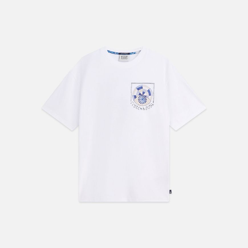 Picture of SCOTCH&SODA MEN'S FRONT AND BACK ARTWORK RELAXED FIT T-SHIRT - BRIGHT WHITE
