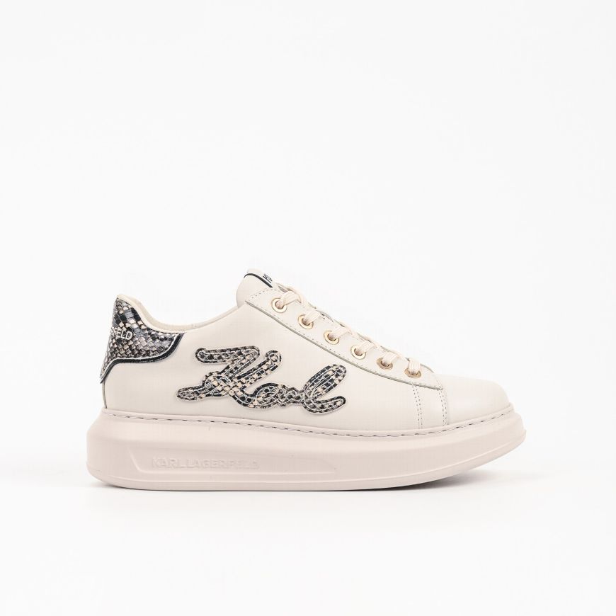 Снимка на KARL LAGERFELD ДАМСКИ СПОРТНИ ОБУВКИ KAPRI EMBROIDERED PATCH PYTHON SNEAKERS WHITE