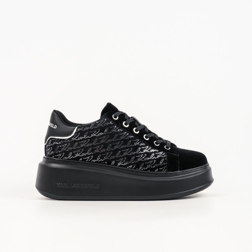 Снимка на KARL LAGERFELD ДАМСКИ СПОРТНИ ОБУВКИ ANAKAPRI LUX SIGNIA LO LACE SNEAKERS BLACK W/SILVER