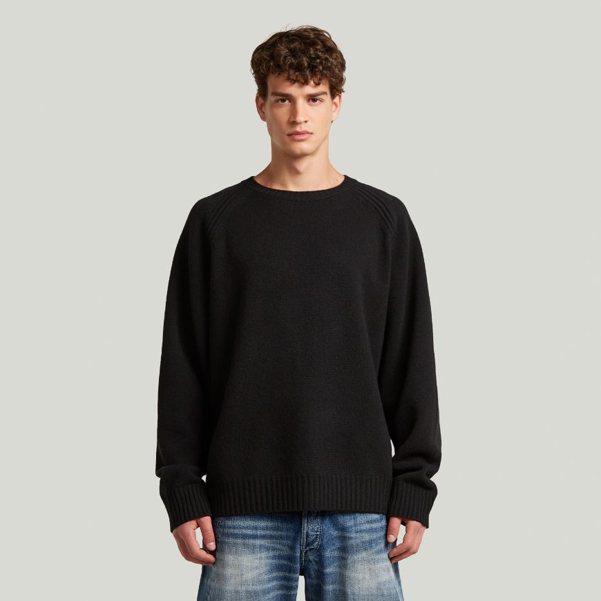 Picture of G-STAR MEN'S WOOL RAGLAN RELAXED PULLOVER DK BLACK