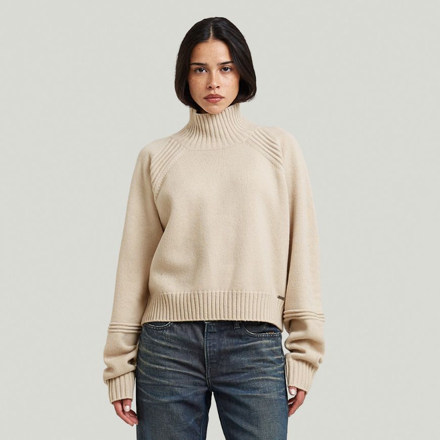 Picture of G-STAR WOMEN'S HEAVY MOTO TURTLE KNIT DK BRICK
