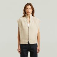 Picture of G-STAR WOMEN'S HEAVY MOTO ZIP VEST KNIT DK BRICK 1