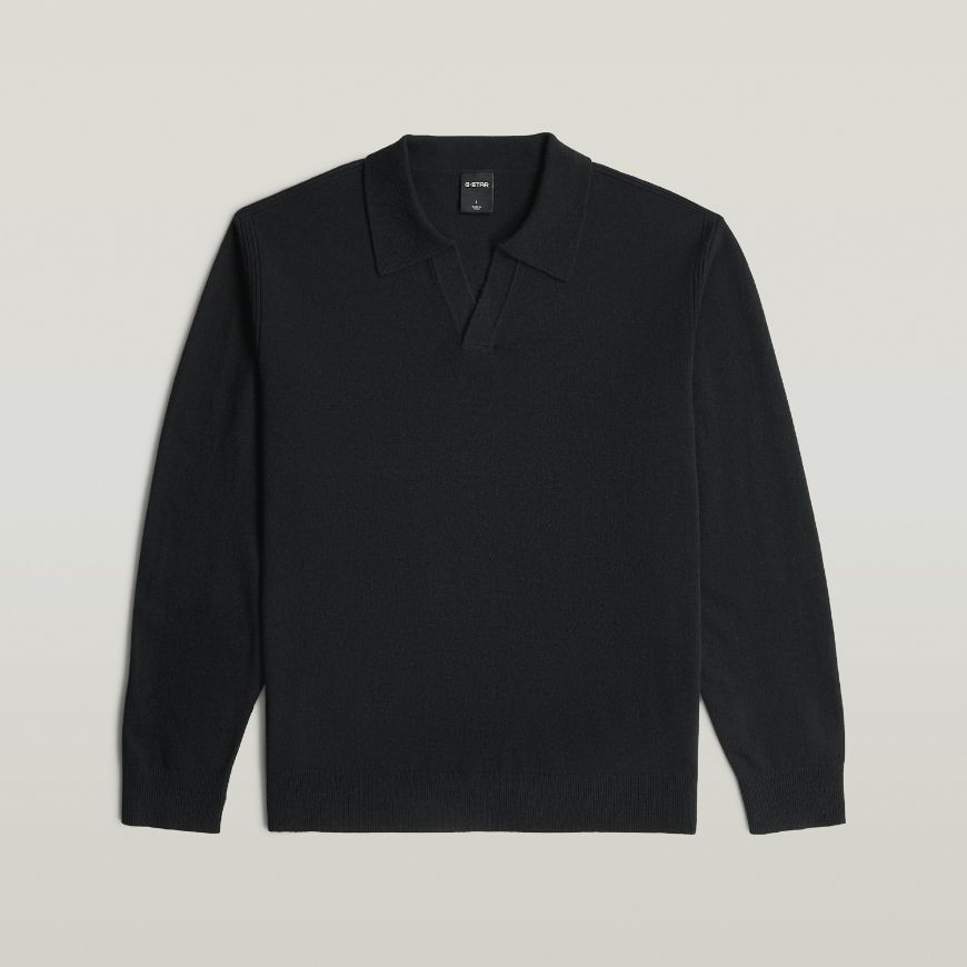 Picture of G-STAR MEN'S WOOL REFINED POLO COLLAR KNIT DK LEGION BLUE