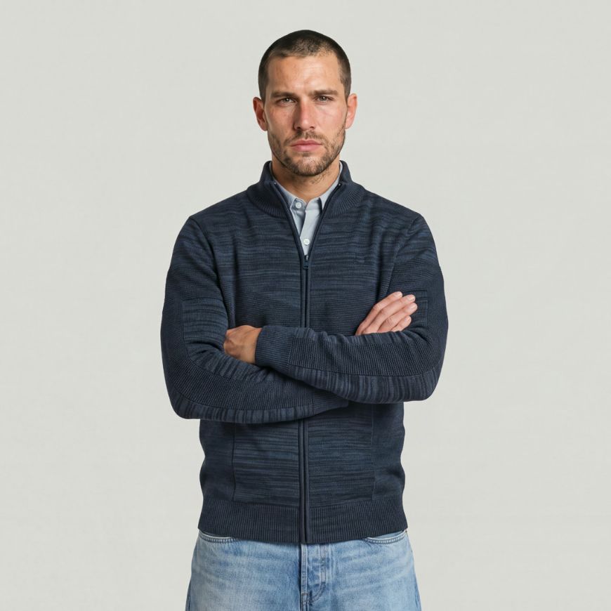 Picture of G-STAR MEN'S 3D BIKER FULL ZIP KNIT LEGION BLUE/VINTAGE NAVY