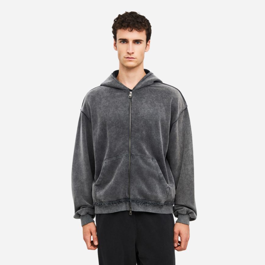 Picture of DIRTY LAUNDRY MEN'S OVERSIZED FULL ZIP WITH RAW EDGES VINTAGE GREY
