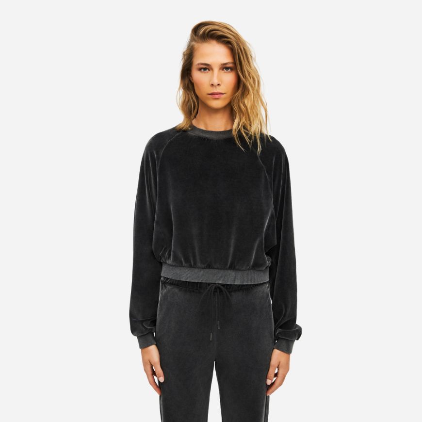 Снимка на DIRTY LAUNDRY ДАМСКИ СУИТШЪРТ RELAXED VELVET CREWNECK VINTAGE BLACK
