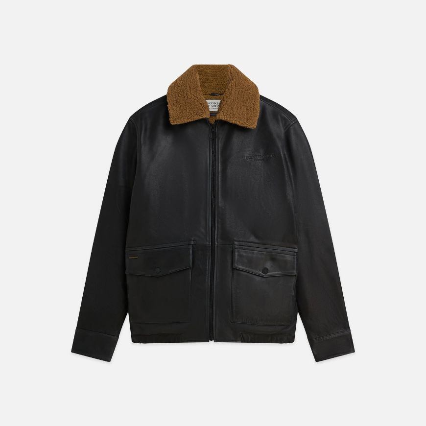 Снимка на SCOTCH&SODA МЪЖКО ЯКЕ LEATHER SHERPA LINED - METEORITE