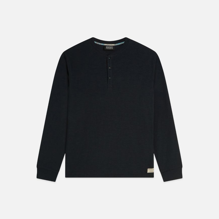 Снимка на SCOTCH&SODA МЪЖКА БЛУЗА HENLEY SLUB REGULAR FIT LONG SLEEVED - METEORITE