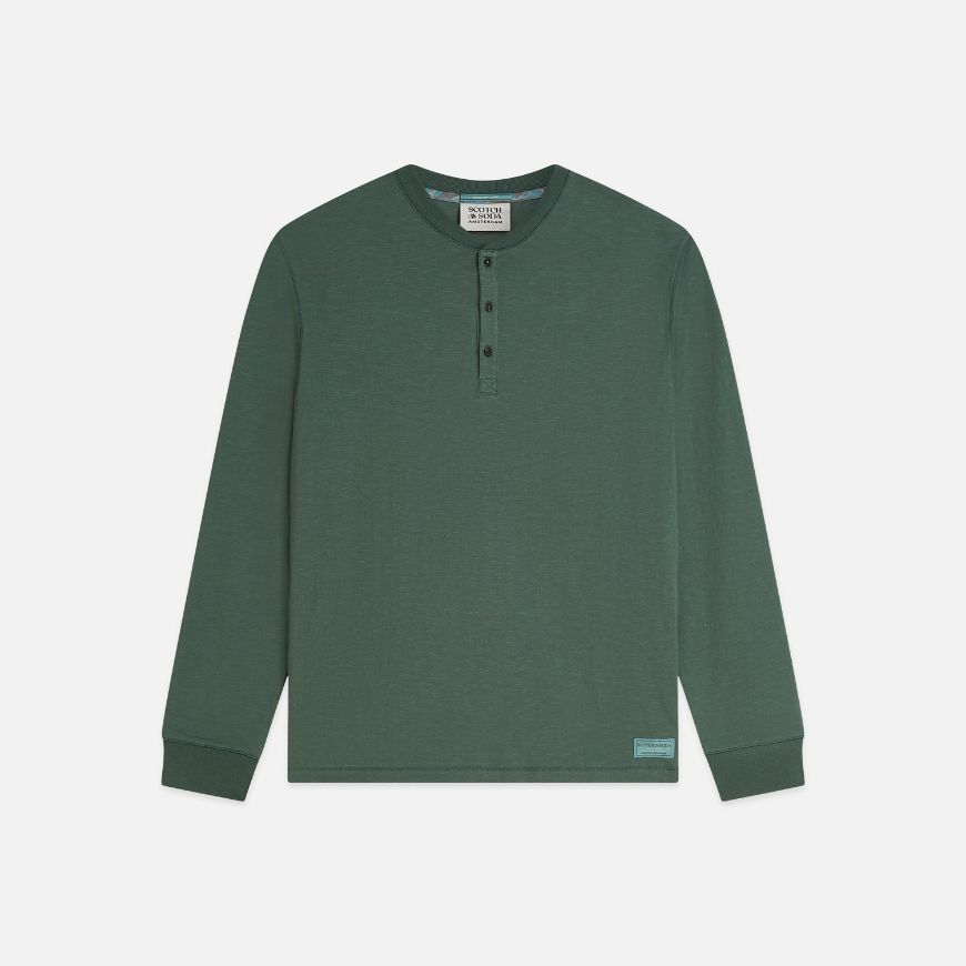 Снимка на SCOTCH&SODA МЪЖКА БЛУЗА HENLEY SLUB REGULAR FIT LONG SLEEVED - DARK FOREST