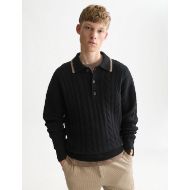 Снимка на SCOTCH&SODA МЪЖКИ ПУЛОВЕР SOFT KNIT POLO CABLE DROPPED SHOULDER - METEORITE 4