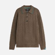 Снимка на SCOTCH&SODA МЪЖКИ ПУЛОВЕР SOFT KNIT POLO CABLE DROPPED SHOULDER - WALNUT 1