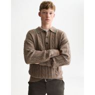 Снимка на SCOTCH&SODA МЪЖКИ ПУЛОВЕР SOFT KNIT POLO CABLE DROPPED SHOULDER - WALNUT 4