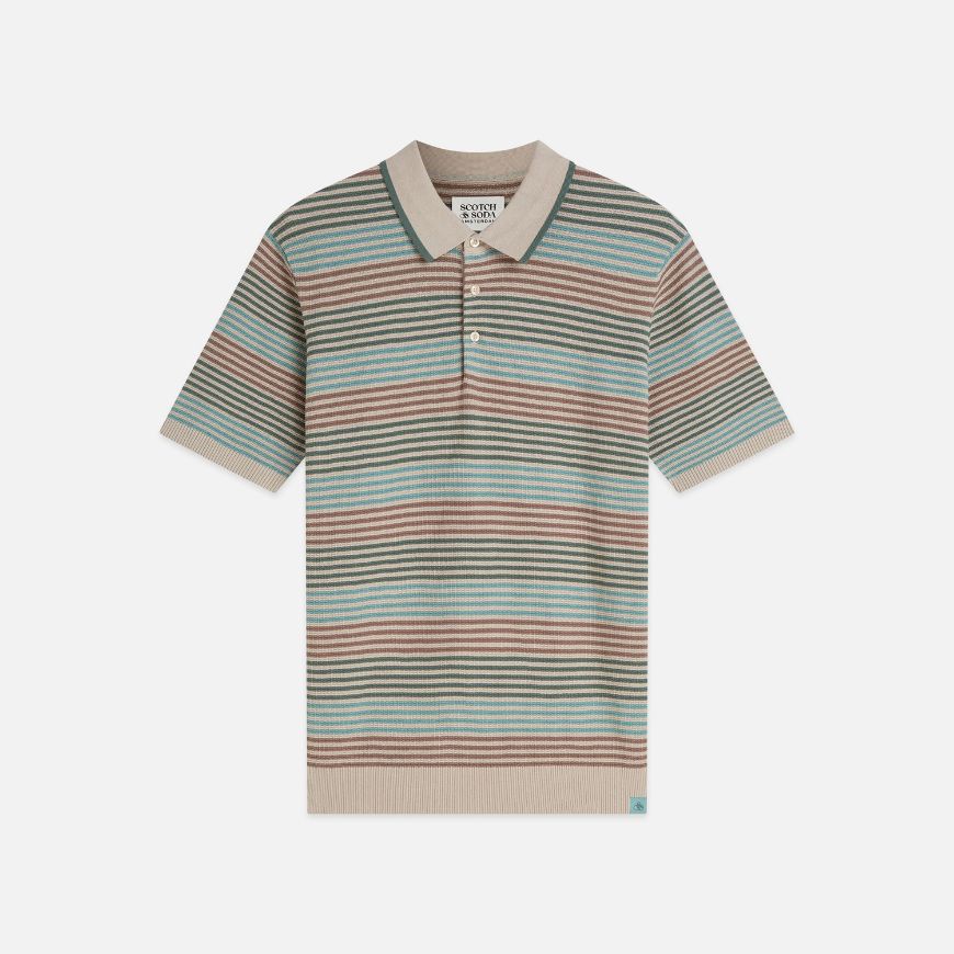 Снимка на SCOTCH&SODA МЪЖКА БЛУЗА STRIPED KNITTED REGULAR FIT POLO - PURE CASHMERE STRIPE