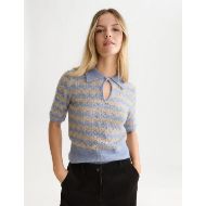 Снимка на SCOTCH&SODA ДАМСКИ ПУЛОВЕР POINTELLE STITCH SHORT SLEEVE - STONEWASH STRIPE 4