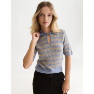 Снимка на SCOTCH&SODA ДАМСКИ ПУЛОВЕР POINTELLE STITCH SHORT SLEEVE - STONEWASH STRIPE 6