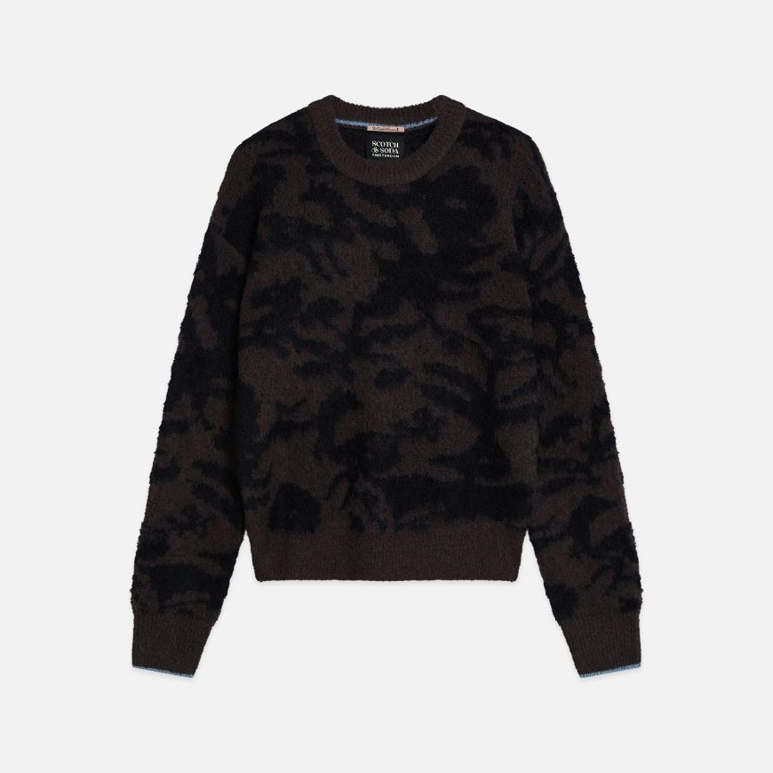 Снимка на SCOTCH&SODA ДАМСКИ ПУЛОВЕР FUZZY JACQUARD RELAXED FIT - GLITCHFLOWERS SHALE