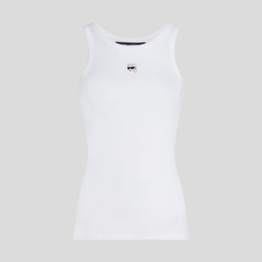 Снимка на KARL LAGERFELD ДАМСКИ ТОП IKON RIBBED TANK TOP WHITE