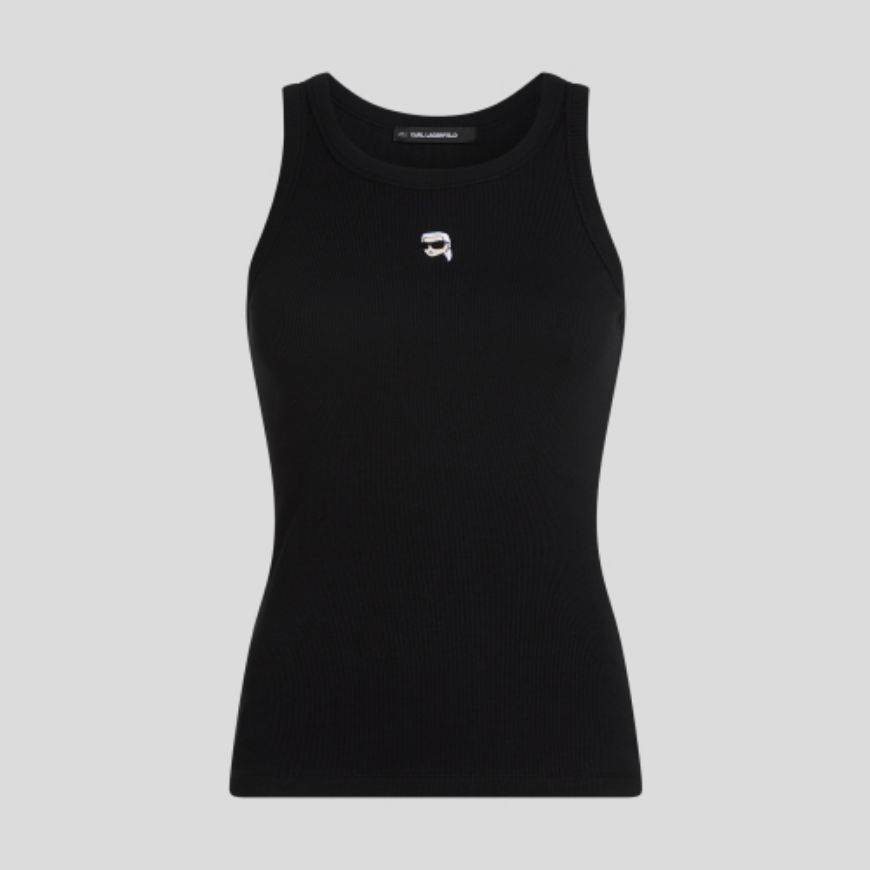 Снимка на KARL LAGERFELD ДАМСКИ ТОП IKON RIBBED TANK TOP BLACK