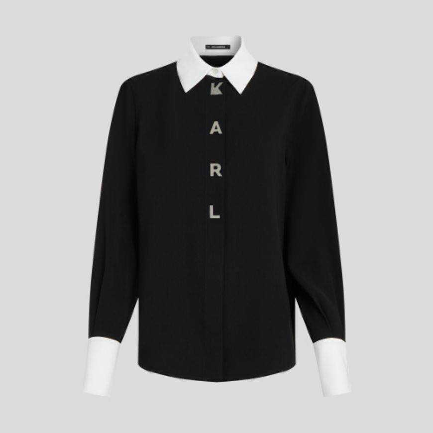 Снимка на KARL LAGERFELD ДАМСКА РИЗА CONTRAST COLLAR SHIRT BLACK/WHITE