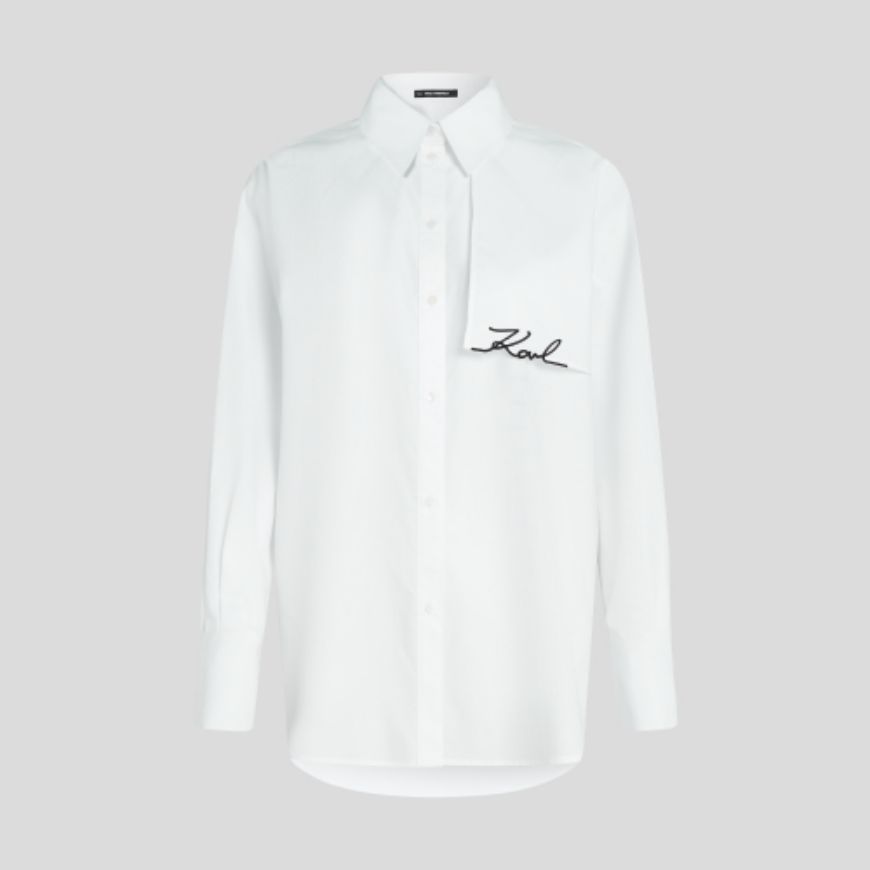 Снимка на KARL LAGERFELD ДАМСКА РИЗА SIGNATURE POPLIN SHIRT WHITE