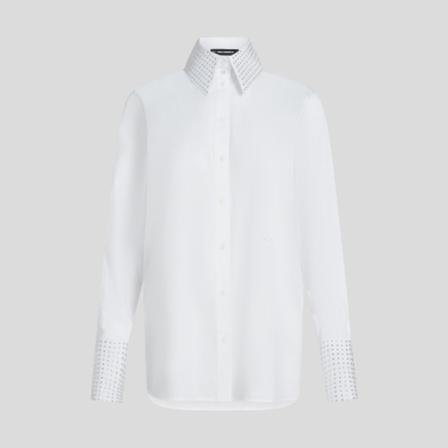 Снимка на KARL LAGERFELD ДАМСКА РИЗА EMBELLISHED POPLIN SHIRT WHITE