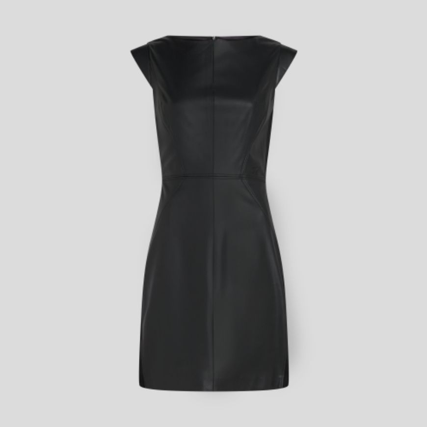 Picture of KARL LAGERFELD WOMEN'S FAUX LEATHER DRESS BLACK