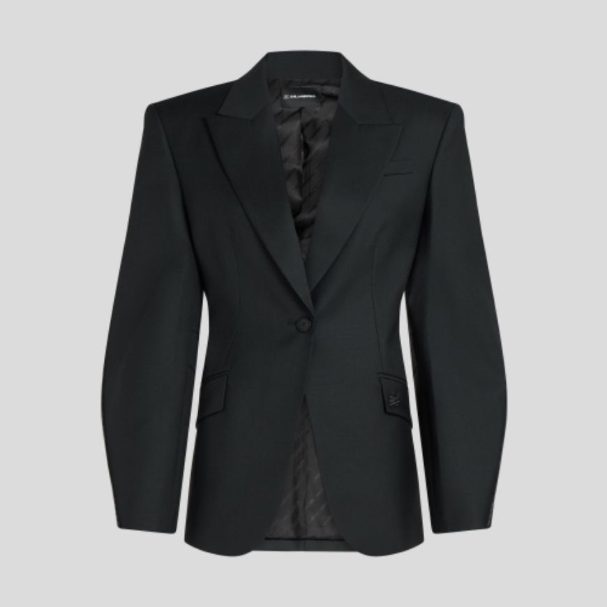 Picture of KARL LAGERFELD WOMEN'S ZIP DETAIL TAILORED BLAZER BLACK