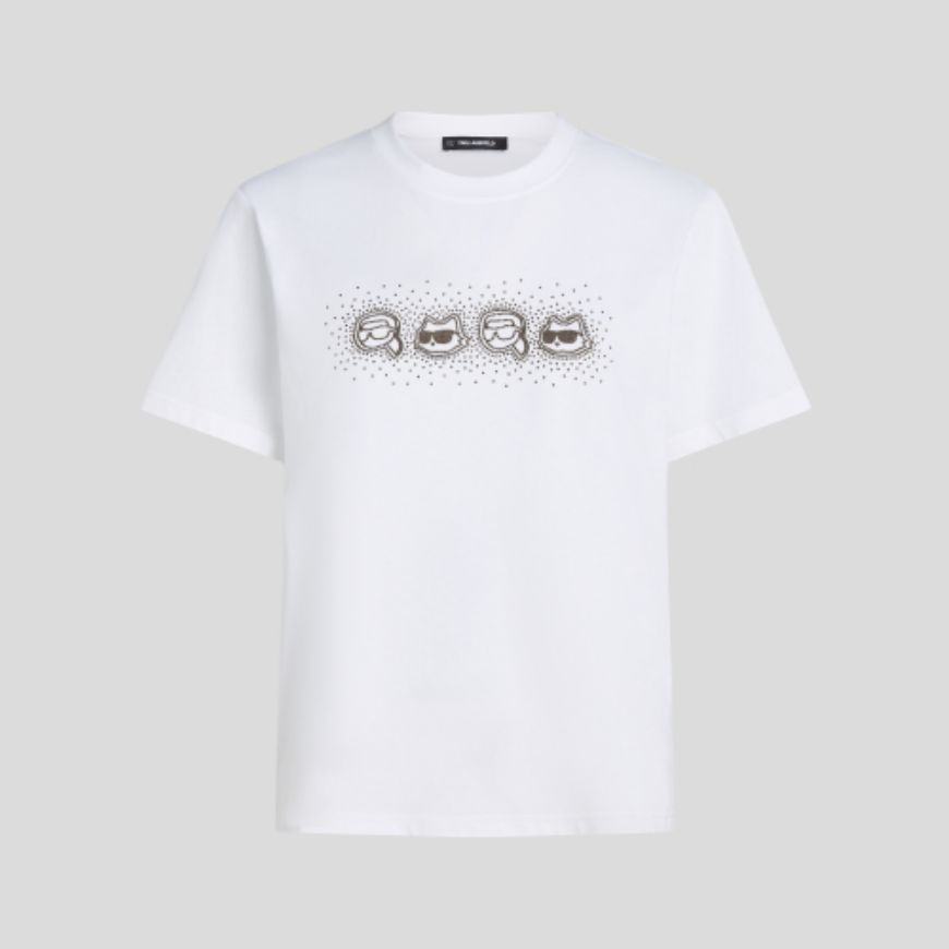 Снимка на KARL LAGERFELD ДАМСКИ ТОП IKON RHINESTONE T-SHIRT WHITE