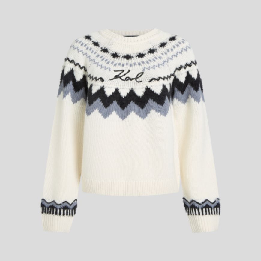 Снимка на KARL LAGERFELD ДАМСКИ ПУЛОВЕР ALPINE KNIT WHITE/BLACK