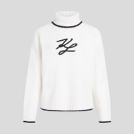 Снимка на KARL LAGERFELD ДАМСКИ ПУЛОВЕР SOUTACHE TURTLENECK SWEATER WHITE/BLACK 1