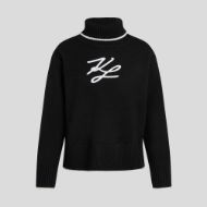 Снимка на KARL LAGERFELD ДАМСКИ ПУЛОВЕР SOUTACHE TURTLENECK SWEATER BLACK/WHITE 1