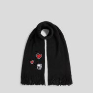 Picture of KARL LAGERFELD WOMEN'S IKON FURRY PATCH SCARF BLACK 1