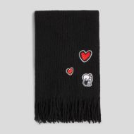 Picture of KARL LAGERFELD WOMEN'S IKON FURRY PATCH SCARF BLACK 2