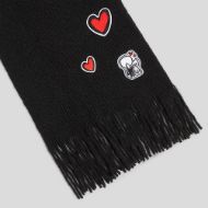 Picture of KARL LAGERFELD WOMEN'S IKON FURRY PATCH SCARF BLACK 3